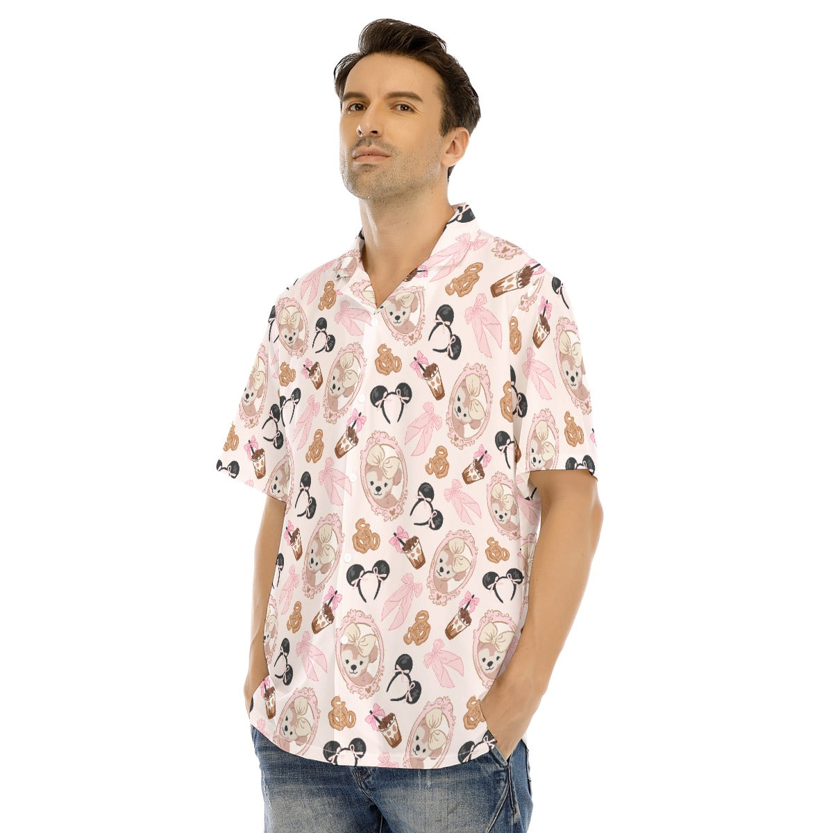 Bow Bear Sweet Day - Men's Hawaiian Button Up Shirt