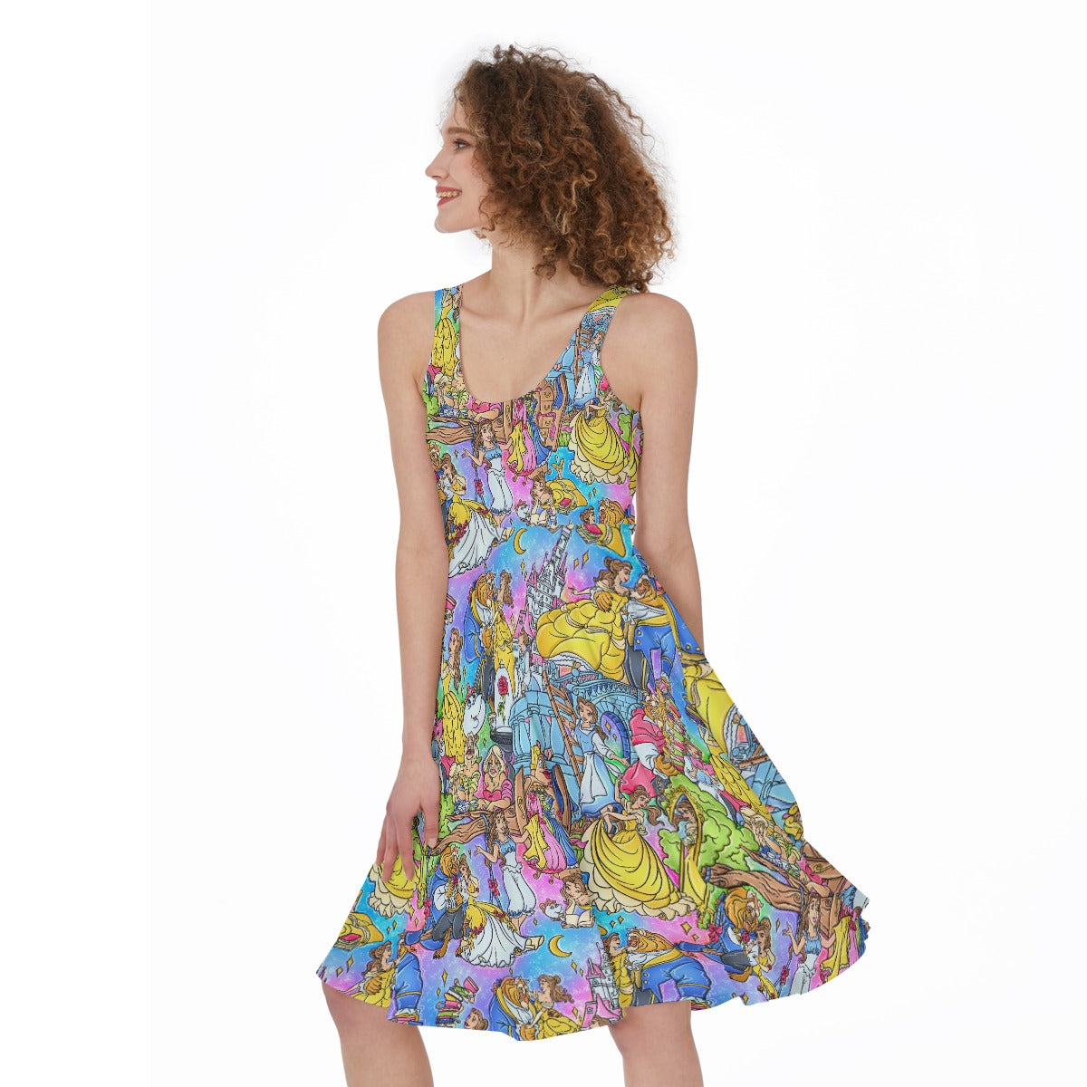 Enchanted Tale Storybook Scenes - Women’s Pocket Midi Skater Dress