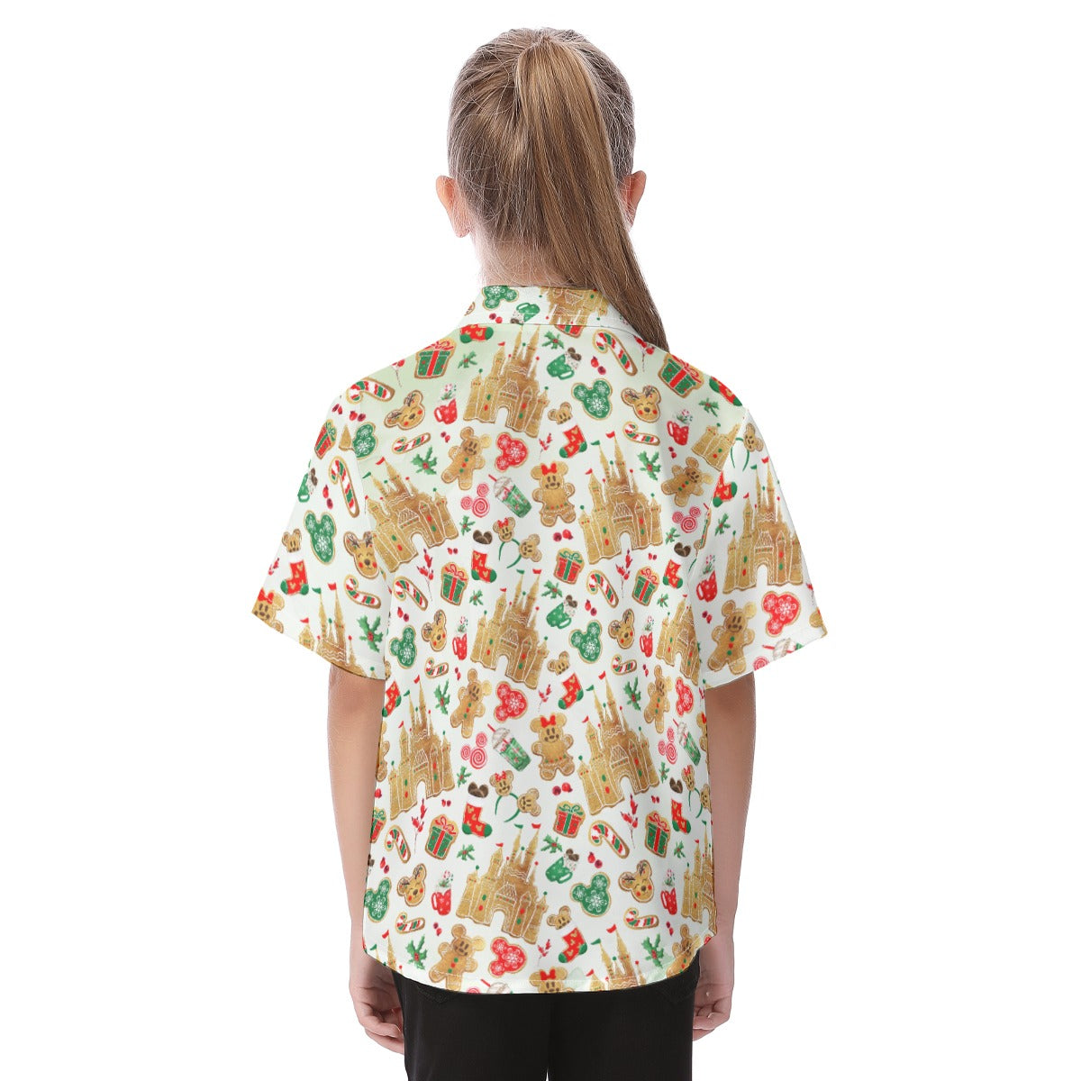 Gingerbread Castle Holiday Treats - Kid's Hawaiian Button Up Shirt