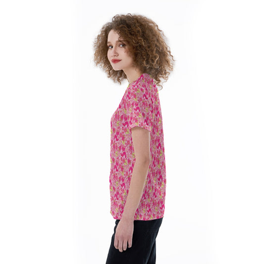 Fruitimals - Raspberry Foxes - Women's Short Sleeve V-Neck T-Shirt