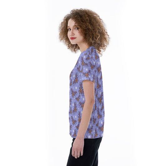 Blooming Bats - Women's Short Sleeve V-Neck T-Shirt