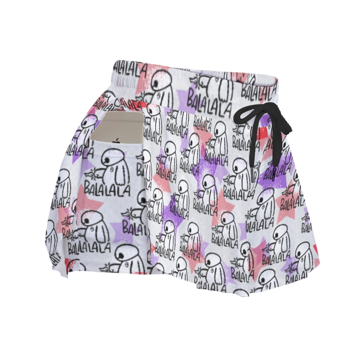 White Robot Balala - Women's Flowy Pocket Shorts