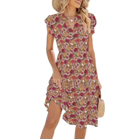 Fairytale Florals – Timeless Tale Blooms - Women's Tiered Pocket Midi Dress