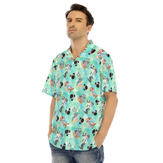 Pirate Crew Watercolor Adventure - Men's Hawaiian Button Up Shirt