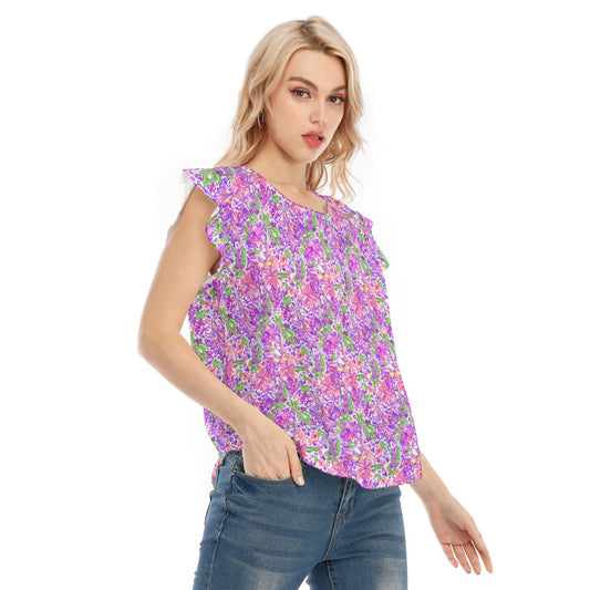 Tropical Splash Vibes - Iconic Crew - Women’s Flutter Sleeve Top