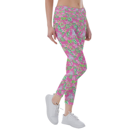 Bright Tropical Vibes - Watermelon Mouse Duo - Women's Yoga Leggings