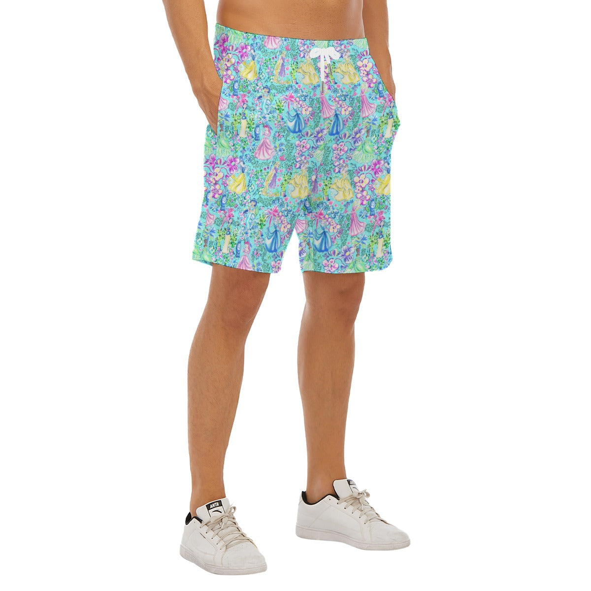 Bright Tropical Princess - Royal Garden Mashup - Men’s Pocket Beach Shorts