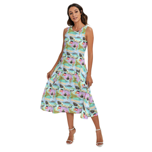 Tropical Castaway Island - Women’s Diagonal Pocket Midi Dress