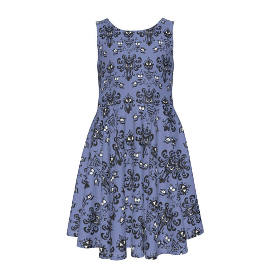 Spooky Mansion Wallpaper - Kid's Sleeveless Skater Dress