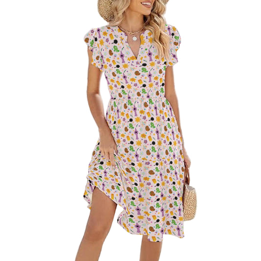 Long Hair Princess Icons - Women's Tiered Pocket Midi Dress