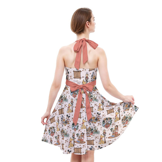 Victorian Holiday Celebration - Women's Halter Vintage Pocket Dress