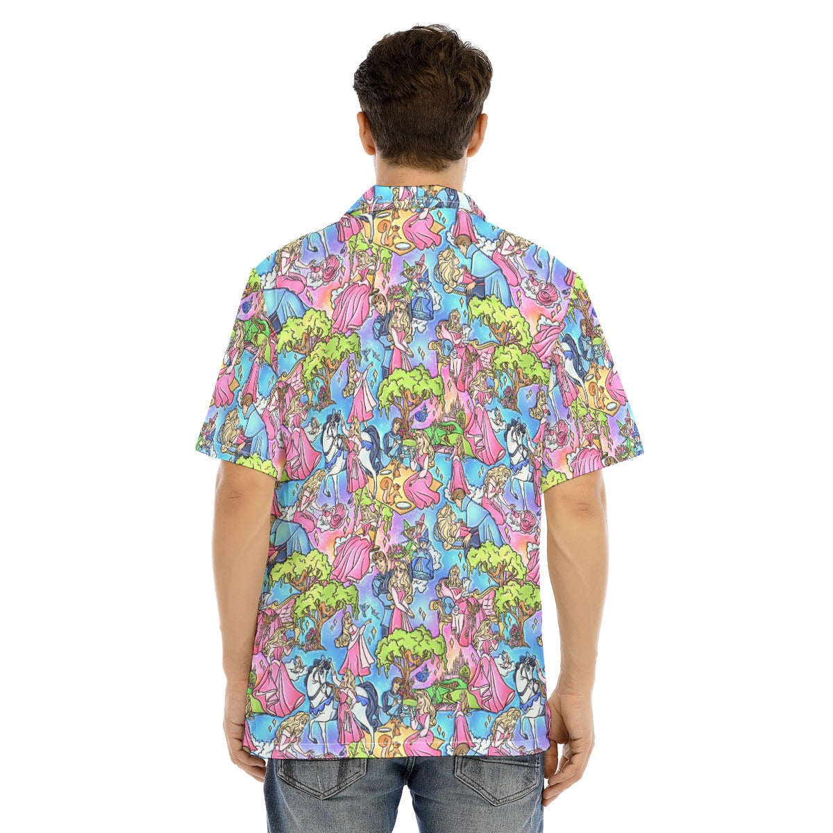 Dreaming Princess Storybook Scenes - Men's Hawaiian Button Up Shirt