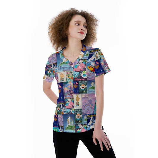 Vintage Fantasy Ride Posters - Women's Short Sleeve V-Neck T-Shirt