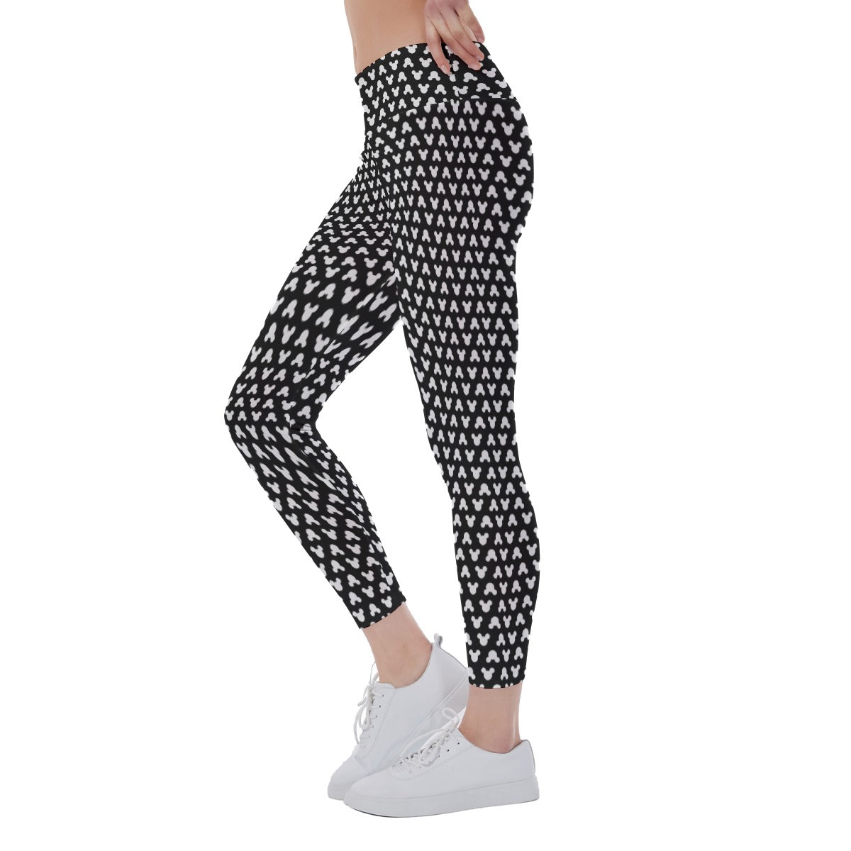 Playful Polka Dot Ears Black - Women's Yoga Leggings