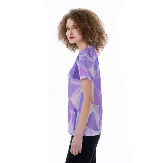 Geometric Purple Wall - Women's Short Sleeve V-Neck T-Shirt