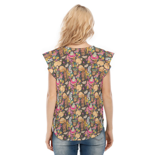 Tropical Space Squad - Women’s Flutter Sleeve Top