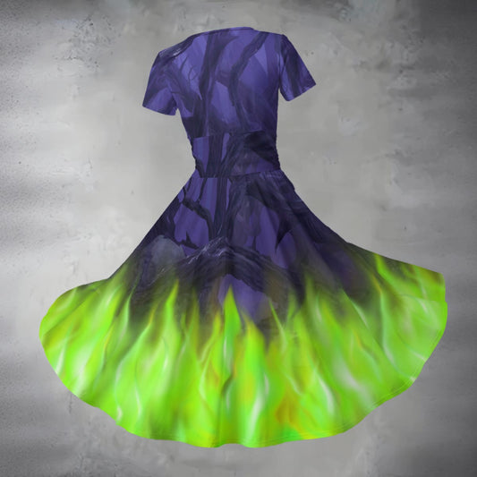 Enchanted Thorn Forest - Women's V-Neck Ruched Midi Dress