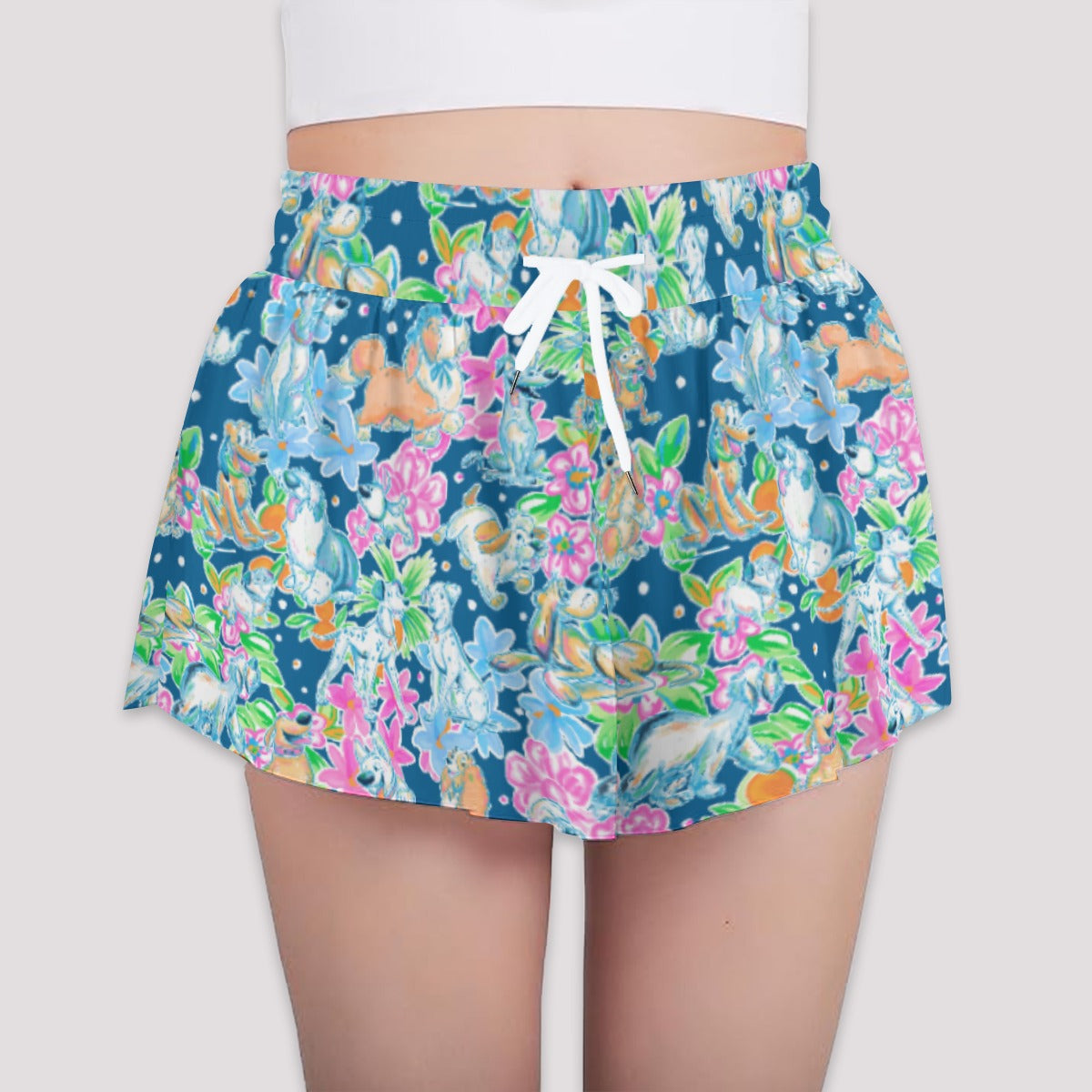 Tropical Paws & Petals - Beloved Dogs - Girls’ Flowy Pocket Shorts