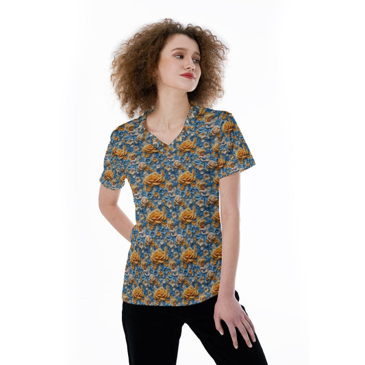 Regal Embroidered Royal Maiden - Women's Short Sleeve V-Neck T-Shirt