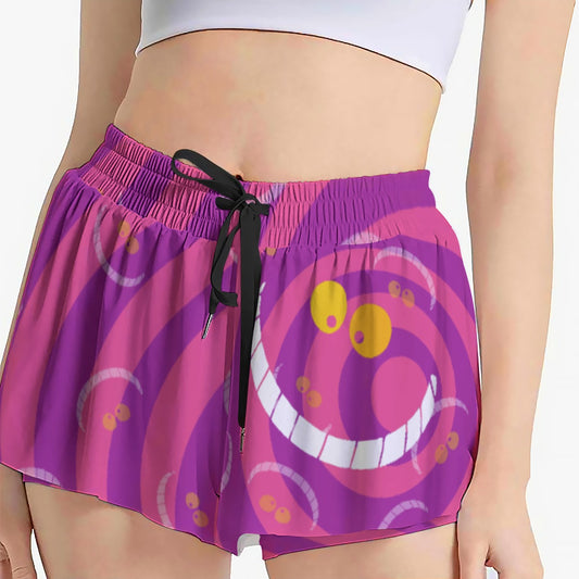 Whimsical Grinning Stripes - Women's Flowy Pocket Shorts