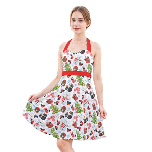 Mouse Magic Christmas - Women's Halter Vintage Pocket Dress