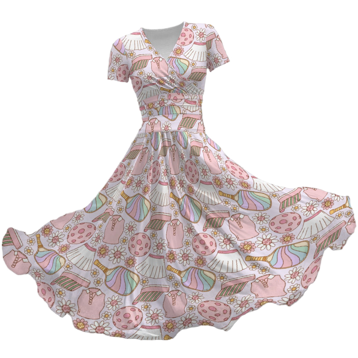 nan - Women's V-Neck Ruched Midi Dress