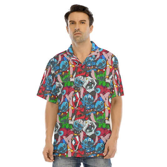 Superhero Stitch - Heroes Assembled - Men's Hawaiian Button Up Shirt