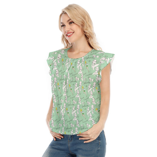 Drawing Pixie Fairy - Women’s Flutter Sleeve Top