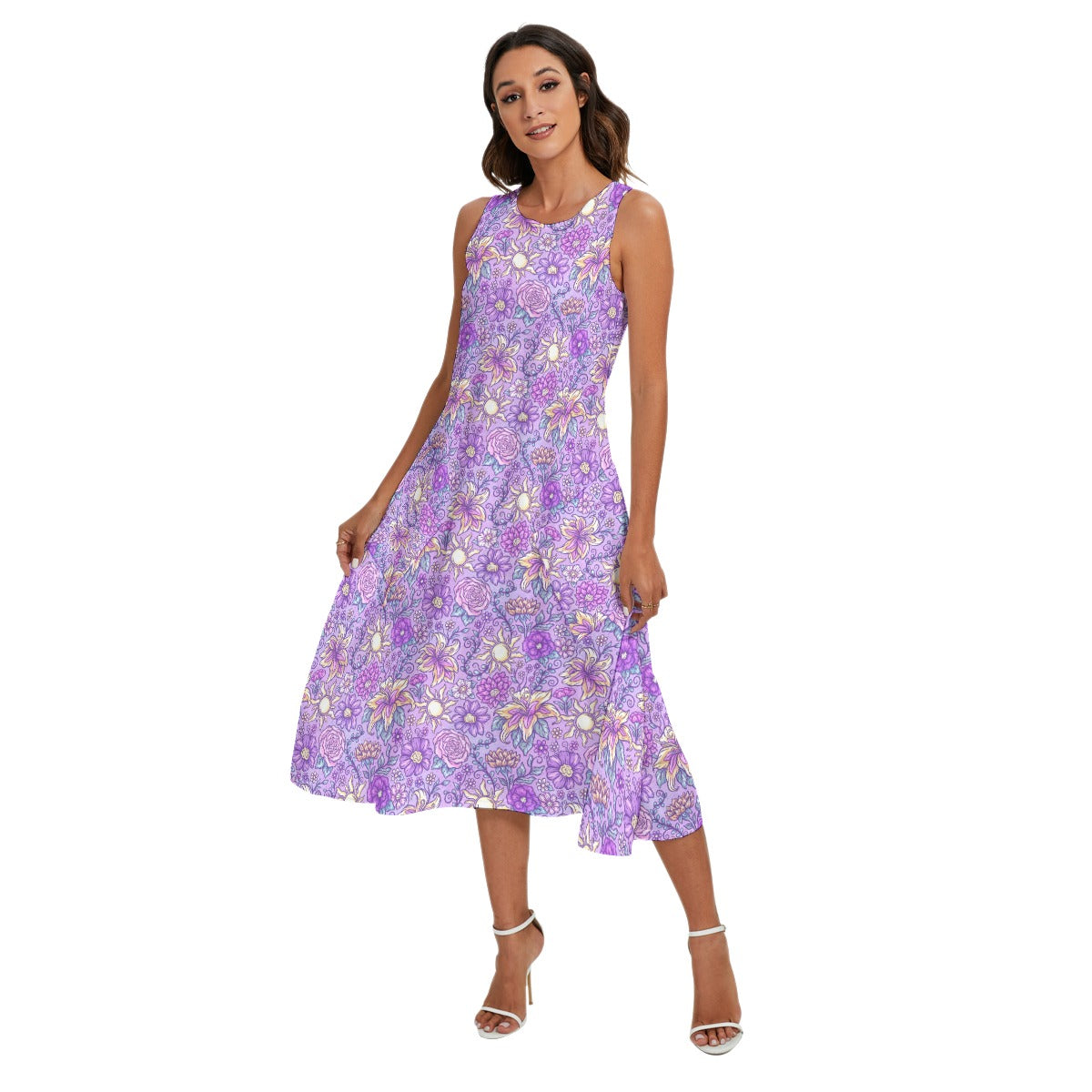Fairytale Florals – Radiant Sunlight - Women’s Diagonal Pocket Midi Dress