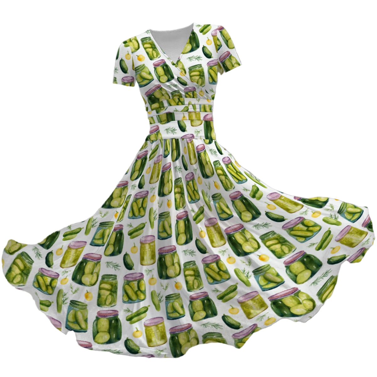 nan - Women's V-Neck Ruched Midi Dress