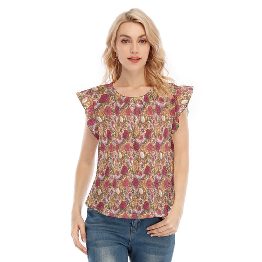 Fairytale Florals – Timeless Tale Blooms - Women’s Flutter Sleeve Top