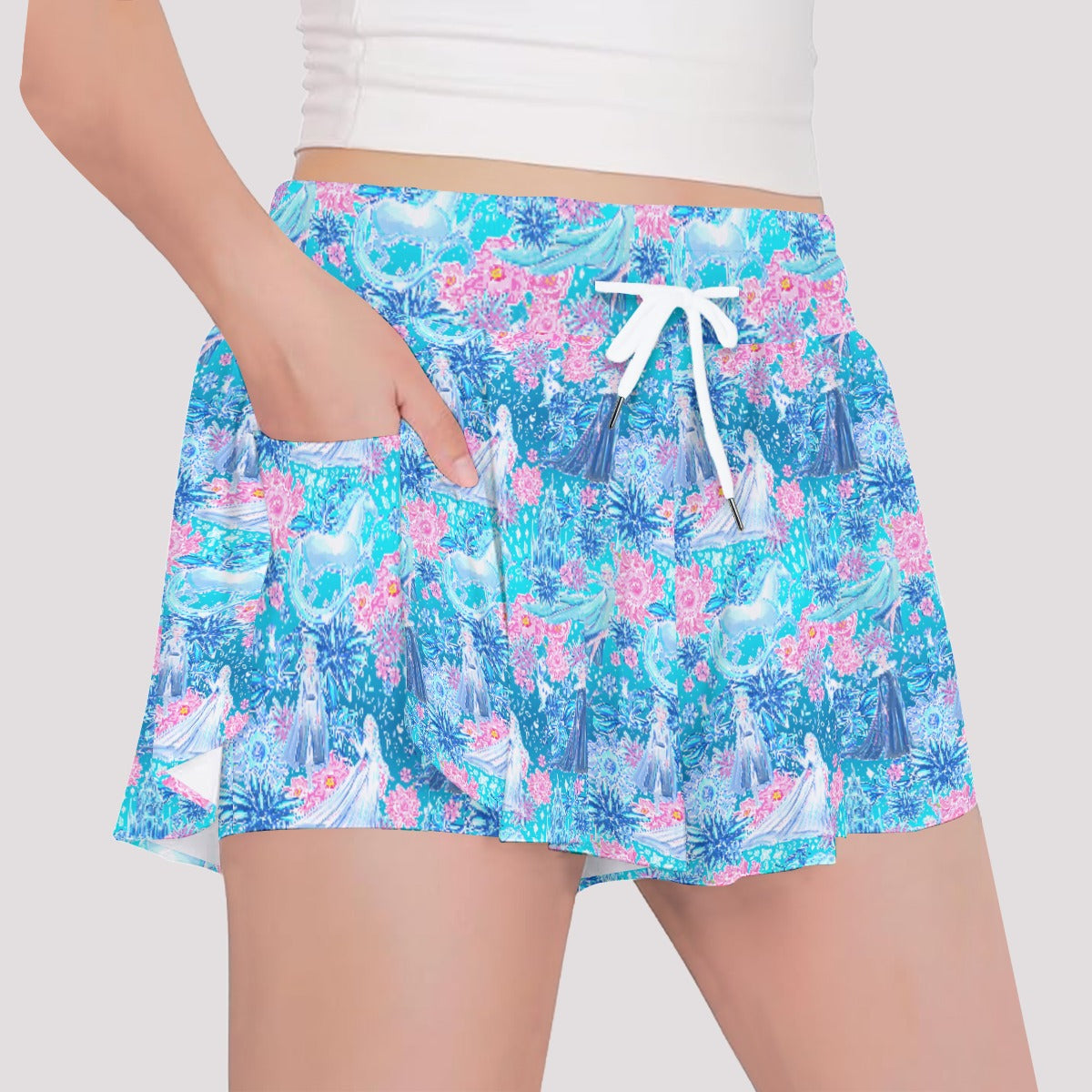 Ice Queen Frosted Florals - Girls’ Flowy Pocket Shorts