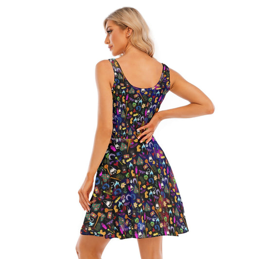 Villainous Icons Collage - Women's Sleeveless Pocket Skater Dress