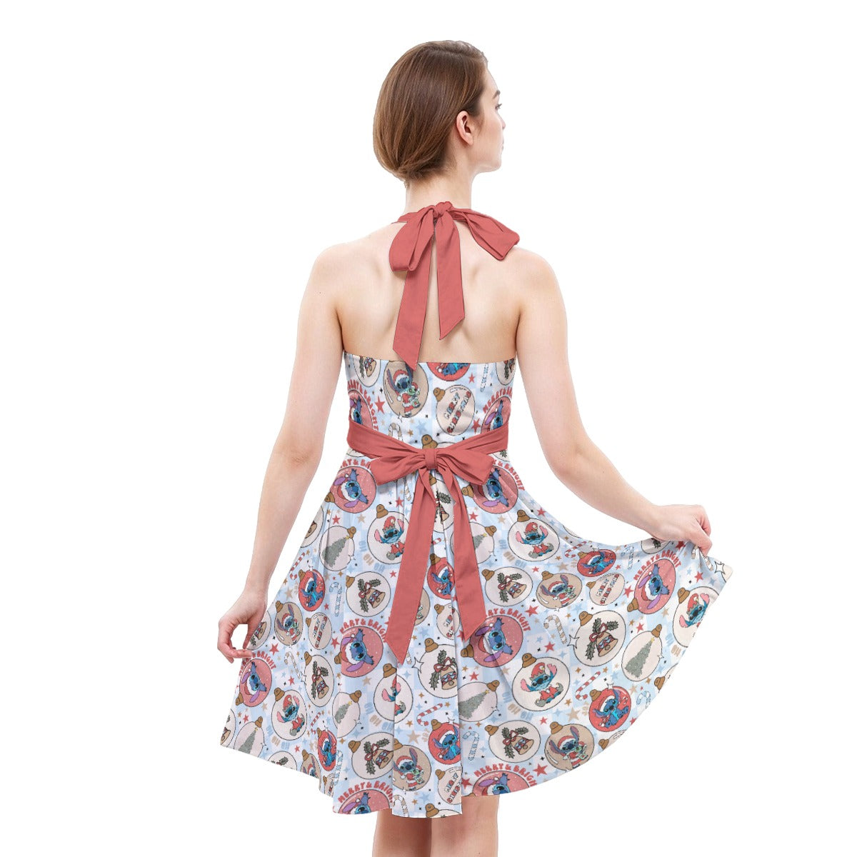 Festive Elf and Ornament Fun - Women's Halter Vintage Pocket Dress