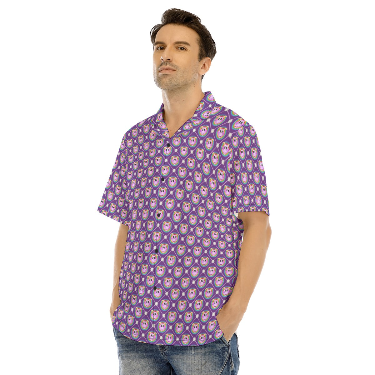 Geometric Figment - Men's Hawaiian Button Up Shirt