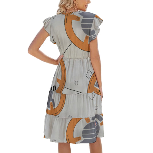 Little Round Droid - Women's Tiered Pocket Midi Dress