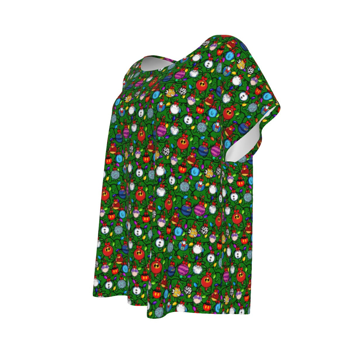 Festive Character Baubles on Green - Women’s Relaxed Fit Scoop Tee