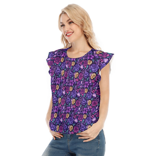 Fairytale Florals – Dark Sea Witch - Women’s Flutter Sleeve Top