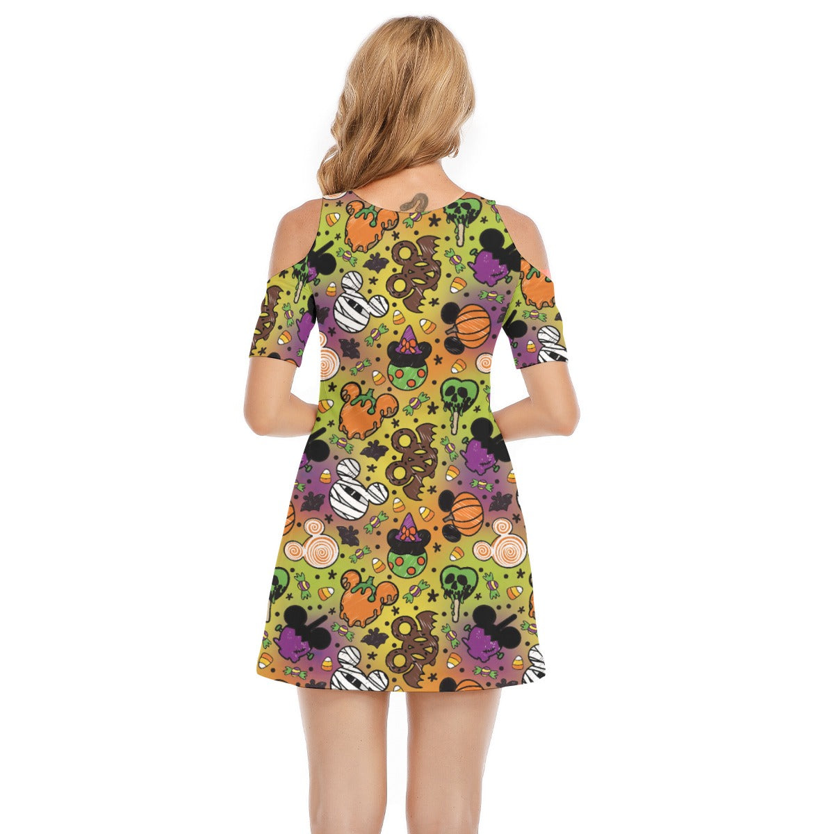 Monster Snacks Treats - Women's Cold Shoulder Cotton Dress