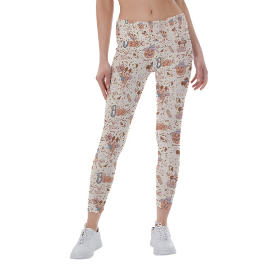 Vintage Halloween Doodles - Women's Yoga Leggings