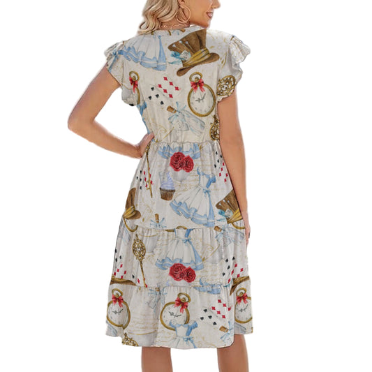 Curious Wonderland Icons - Women's Tiered Pocket Midi Dress