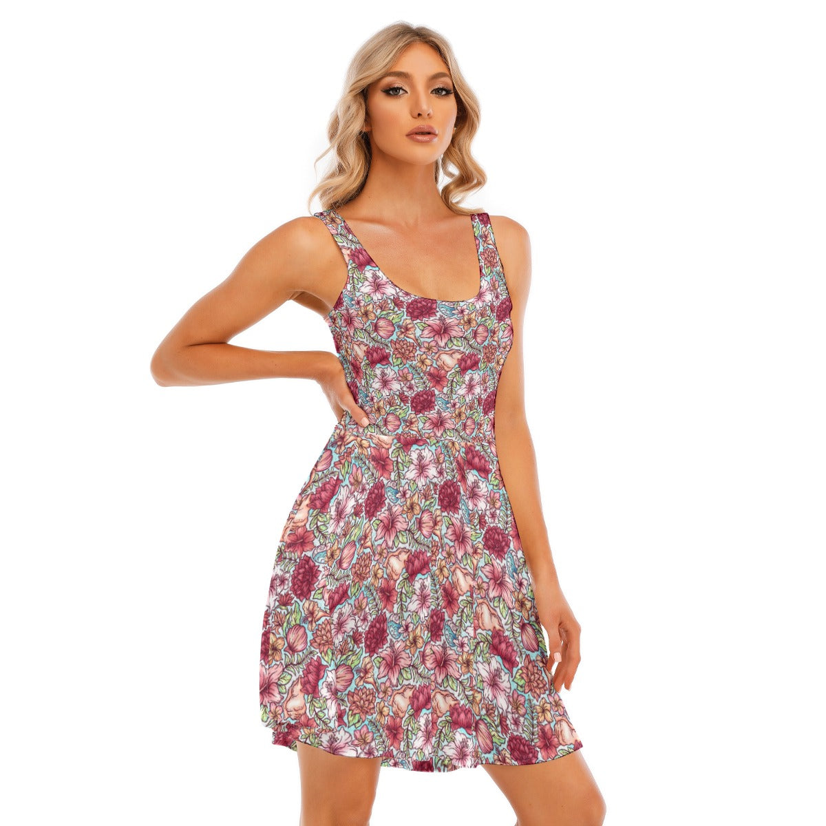 Fairytale Florals – Island Princess - Women's Sleeveless Pocket Skater Dress