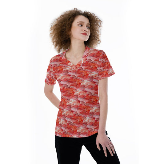 Animal Print - Flamingo - Women's Short Sleeve V-Neck T-Shirt