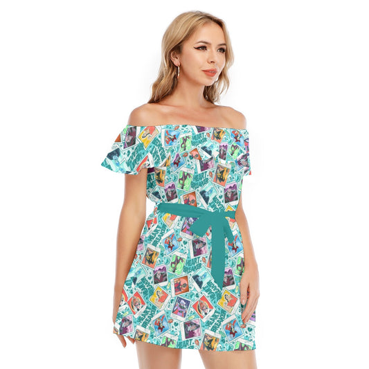 Heartbreaker Villaintine - Women's Off-shoulder Ruffle Dress