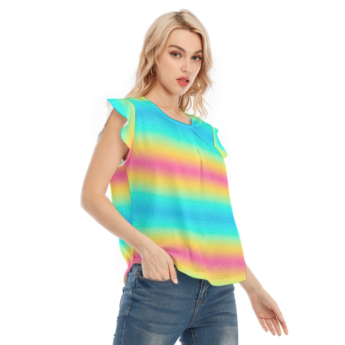 Rainbow Ombre - Women’s Flutter Sleeve Top