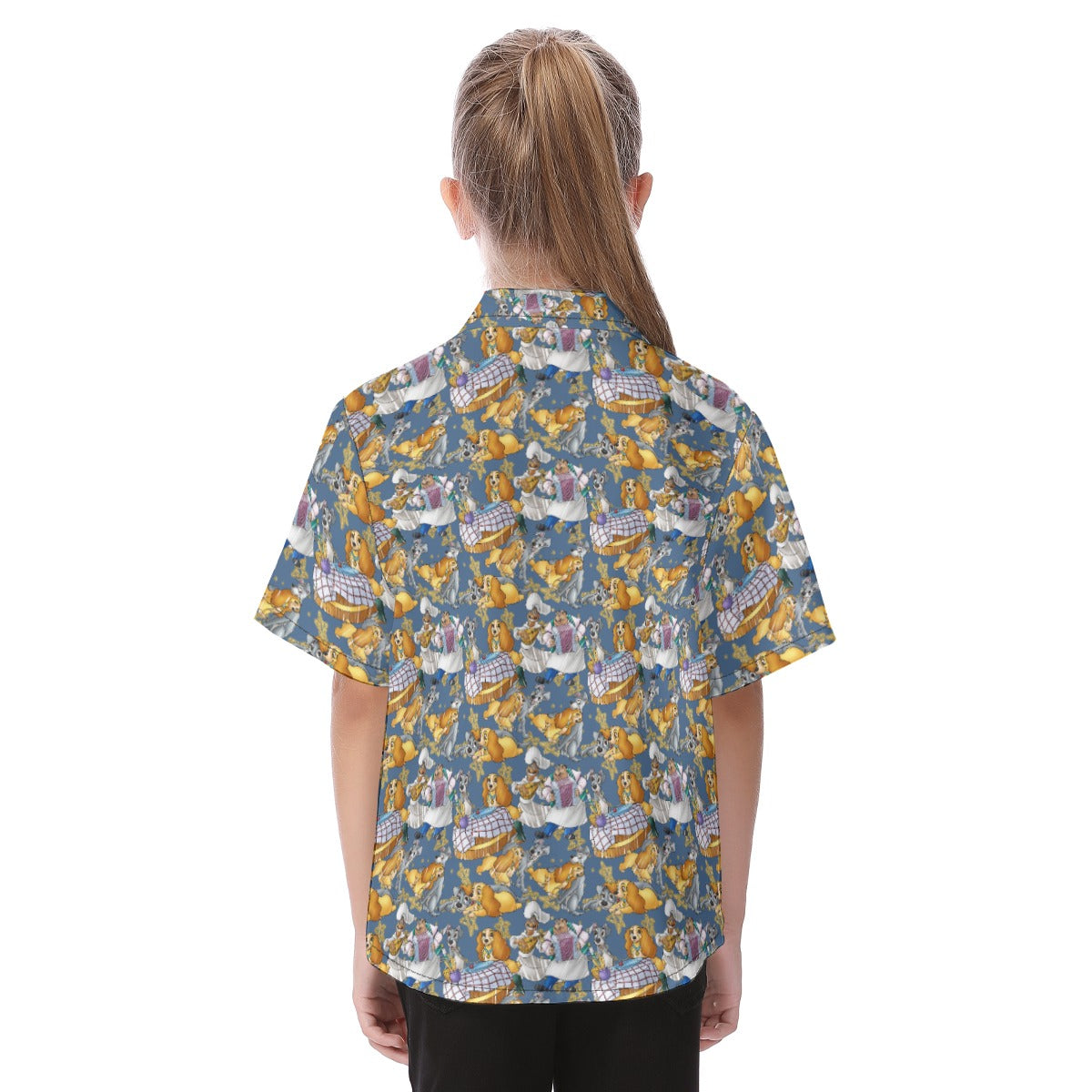 Puppy Love Sketchched - Kid's Hawaiian Button Up Shirt