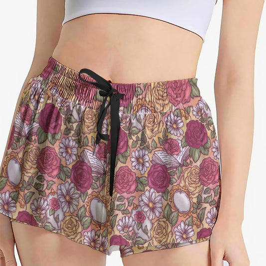 Fairytale Florals – Timeless Tale Blooms - Women's Flowy Pocket Shorts