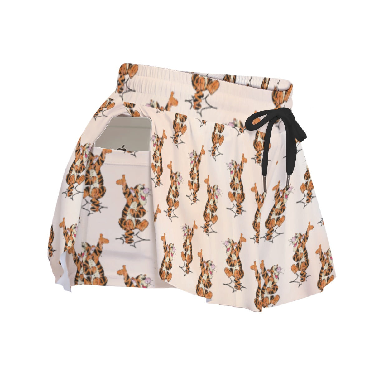 Sketched Bouncing Tigger - Women's Flowy Pocket Shorts