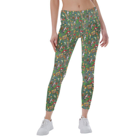 Orange Bird &amp; Tiki Friends - Women's Yoga Leggings