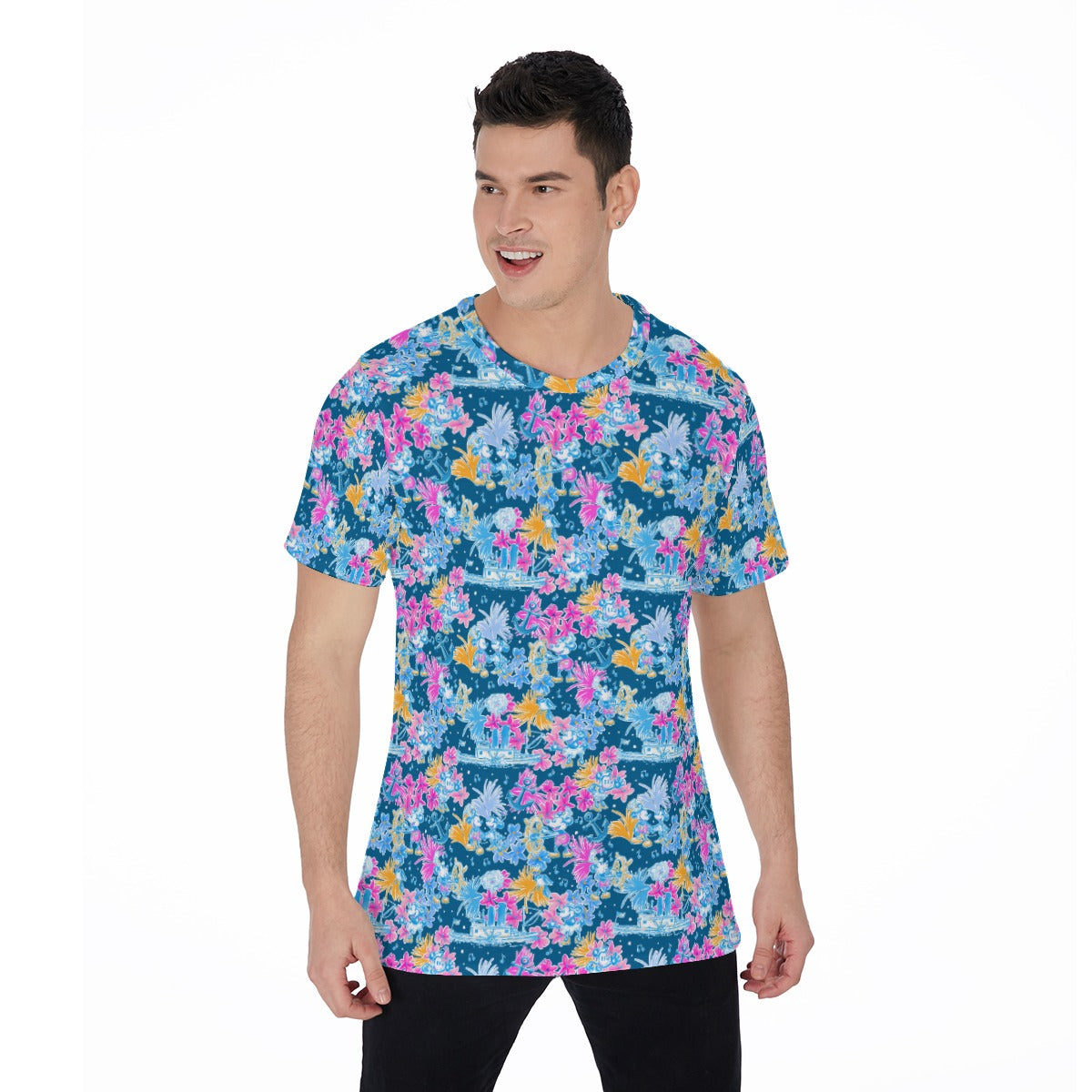 Bright Tropical Whimsy - Vintage Steamboat Captain - Men's Short Sleeve T-Shirt